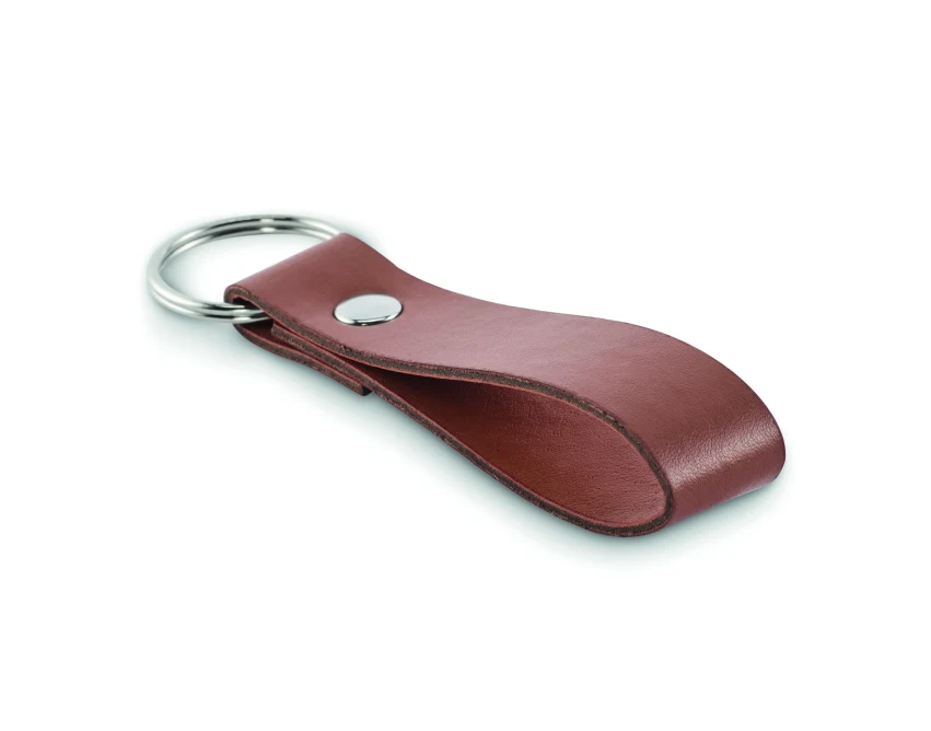Brązowy brelok PU Strokey z grawerem logo firmy