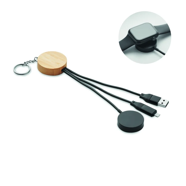 Czarny brelok 4w1 z bambusem i szybkim ładowaniem 60W