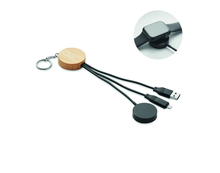 Czarny brelok 4w1 z bambusem i szybkim ładowaniem 60W
