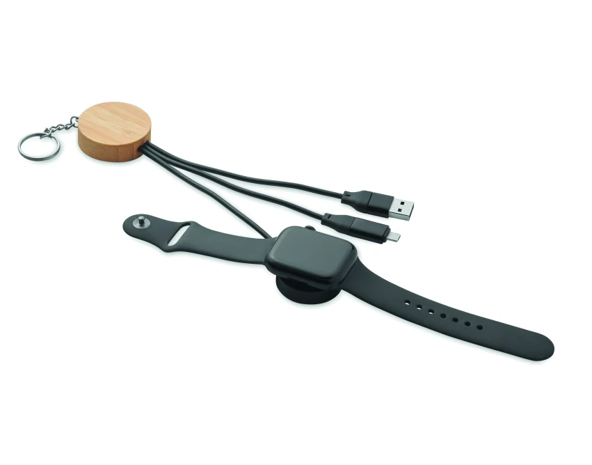 Czarny brelok 4w1 z bambusem i szybkim ładowaniem 60W
