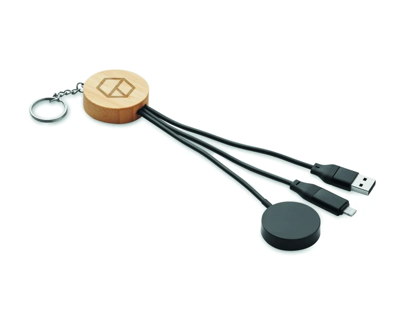 Czarny brelok 4w1 z bambusem i szybkim ładowaniem 60W