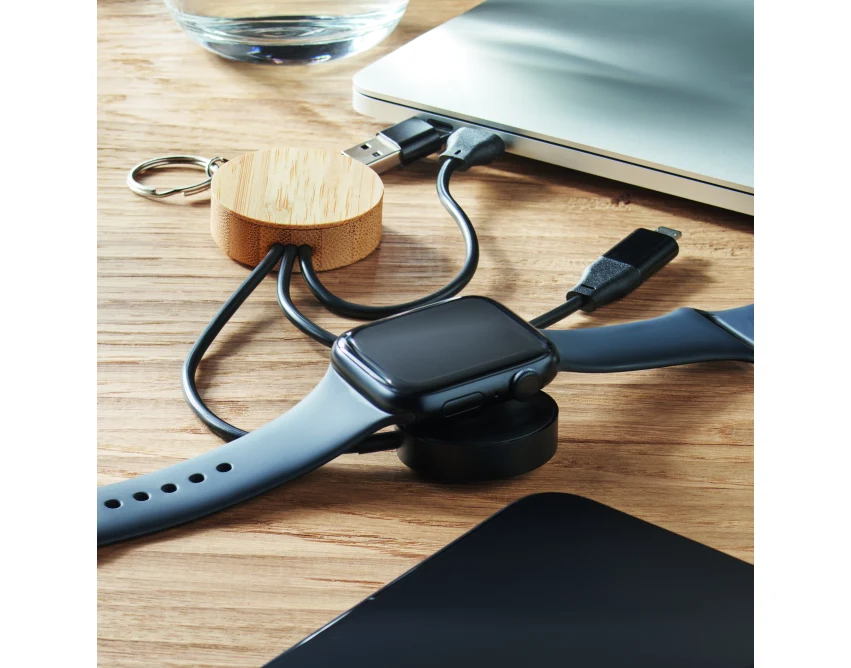 Czarny brelok 4w1 z bambusem i szybkim ładowaniem 60W