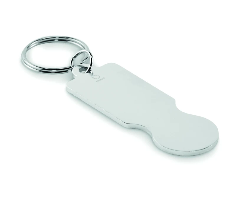 Srebrny brelok Tokley z żetonem do wózka i grawerem