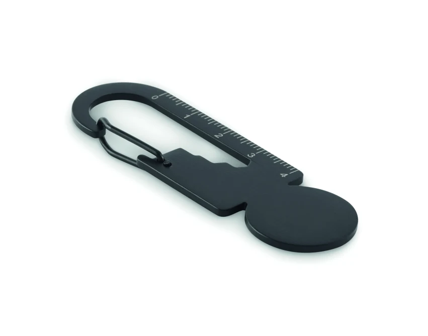 Czarny brelok Multikey z żetonem, otwieraczem i logo