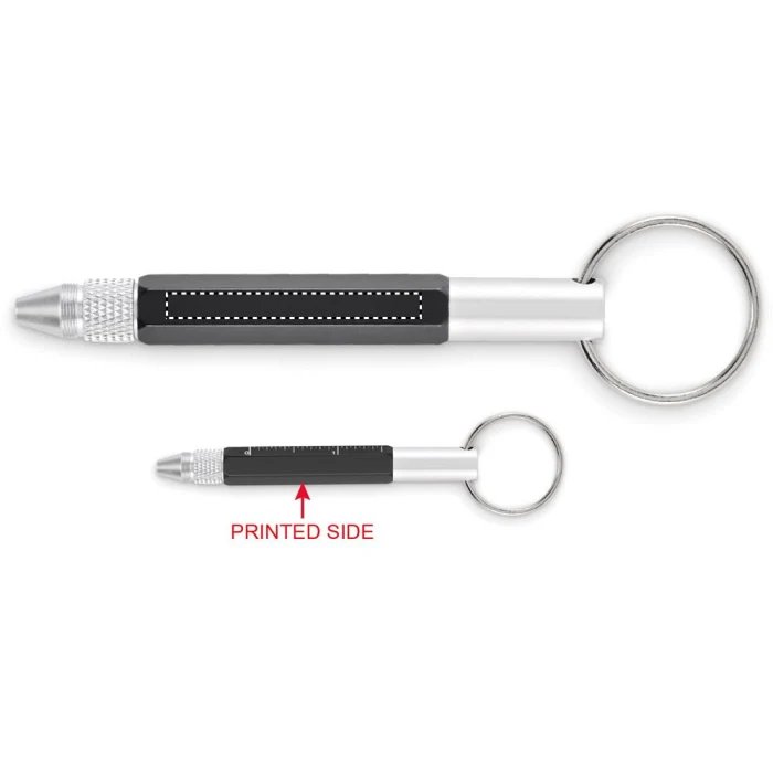 Schemat znakowania dla Tampondruk - P3 na gadżecie: Czarny wielofunkcyjny brelok Twen z długopisem i rysikiem