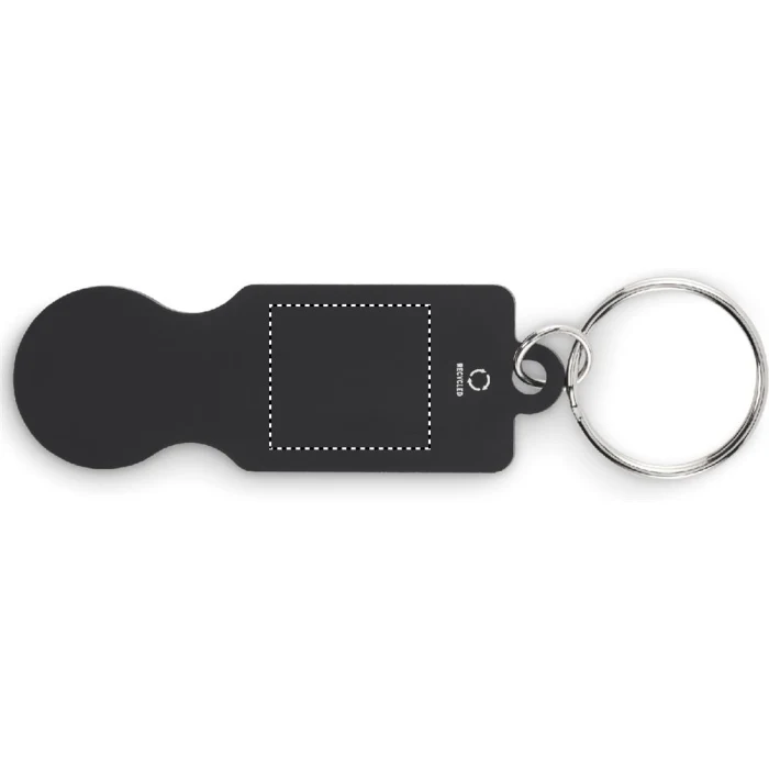 Schemat znakowania dla Grawerowanie laserowe - L2 na gadżecie: Czarny brelok Tokley z żetonem do wózka i logo firmy