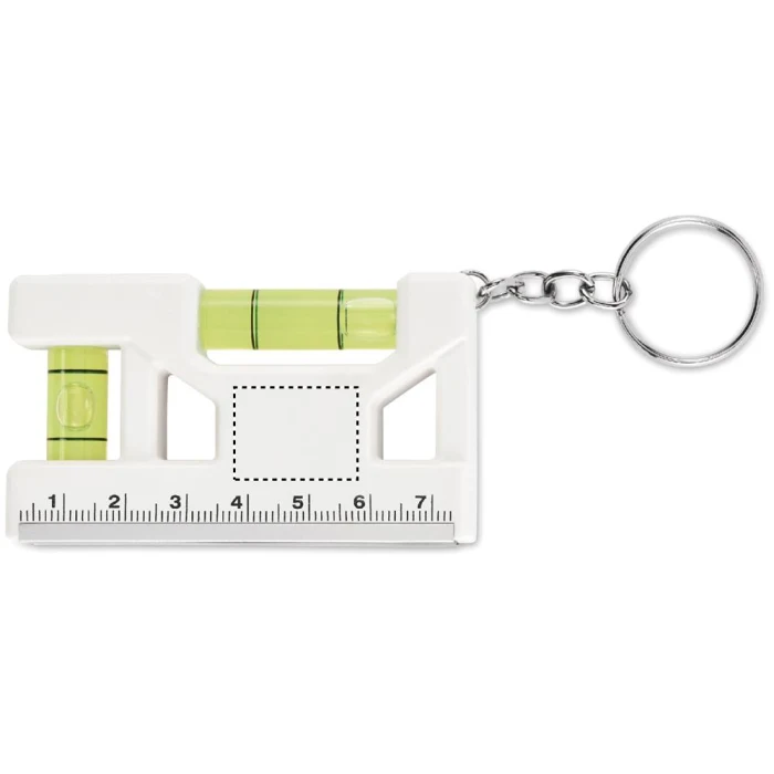 Schemat znakowania dla Tampondruk - P3 na gadżecie: Biały brelok magnetyczny z poziomicą i miarką – z logo