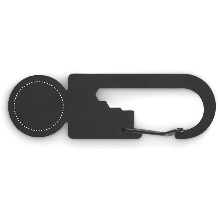 Schemat znakowania dla Grawerowanie laserowe - L2 na gadżecie: Czarny brelok Multikey z żetonem, otwieraczem i logo