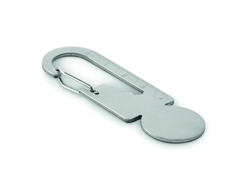 Srebrny brelok Multikey z żetonem, otwieraczem i grawerem