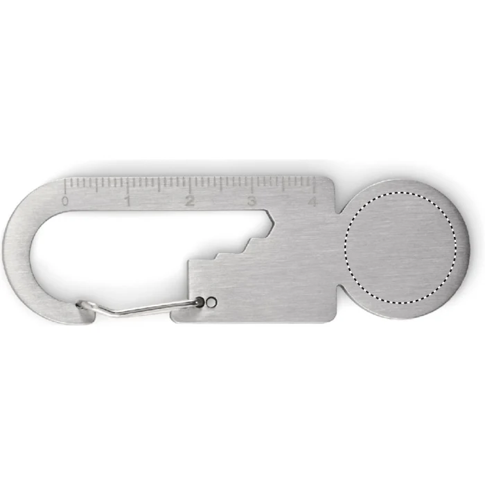 Schemat znakowania dla Grawerowanie laserowe - L2 na gadżecie: Srebrny brelok Multikey z żetonem, otwieraczem i grawerem