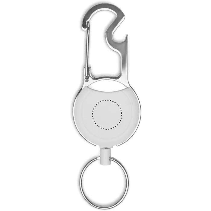 Schemat znakowania dla Tampondruk - P2 na gadżecie: Biały brelok skipass Pulric z otwieraczem i miejscem na logo