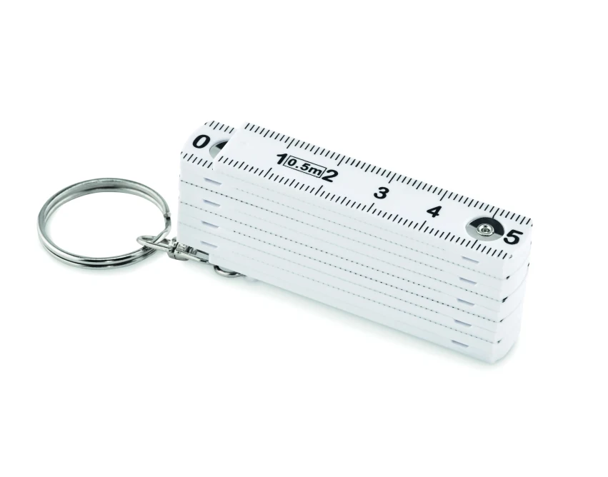 Biały brelok z linijką 50 cm ABS z nadrukiem logo