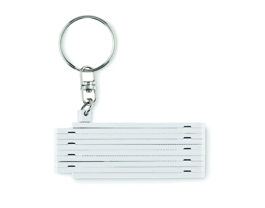 Biały brelok z linijką 50 cm ABS z nadrukiem logo
