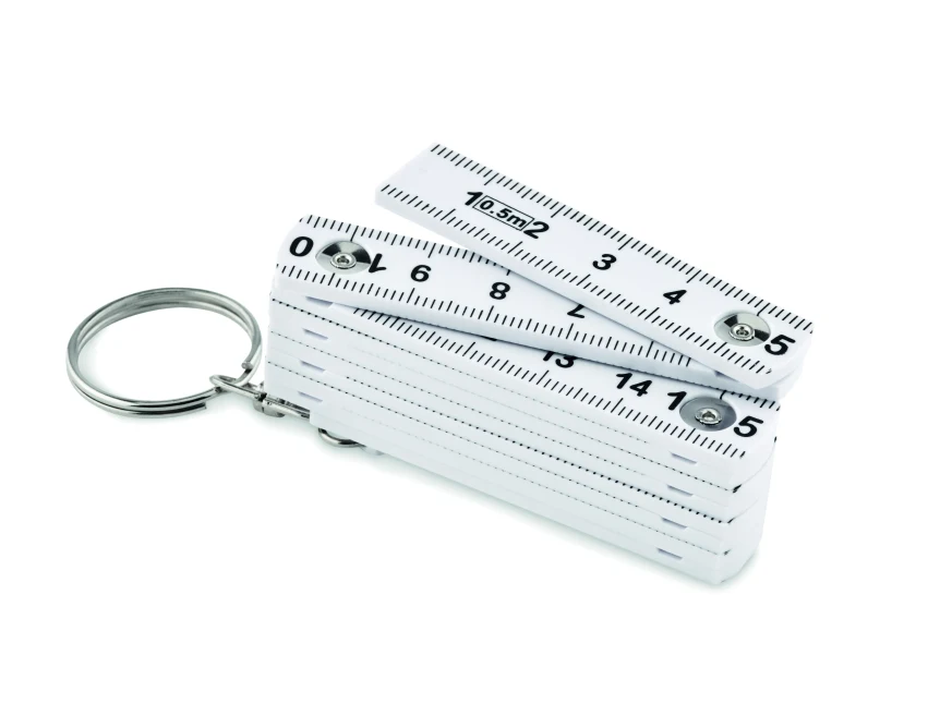 Biały brelok z linijką 50 cm ABS z nadrukiem logo