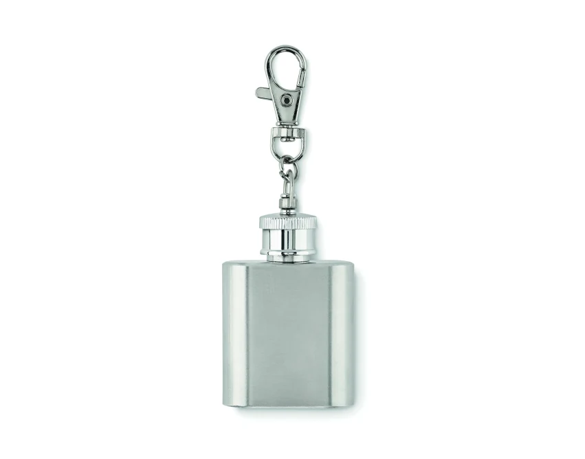 Srebrny brelok-butelka inox 28 ml z grawerem logo