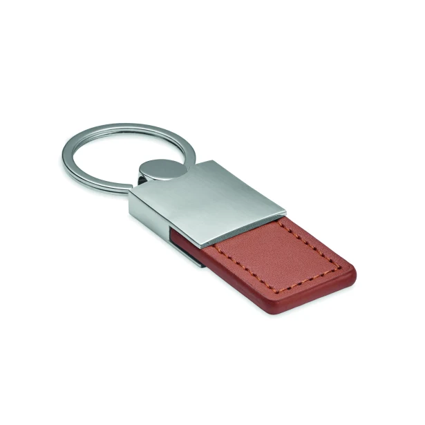 Brązowy brelok Columbus ze skóry PU z grawerem logo firmy