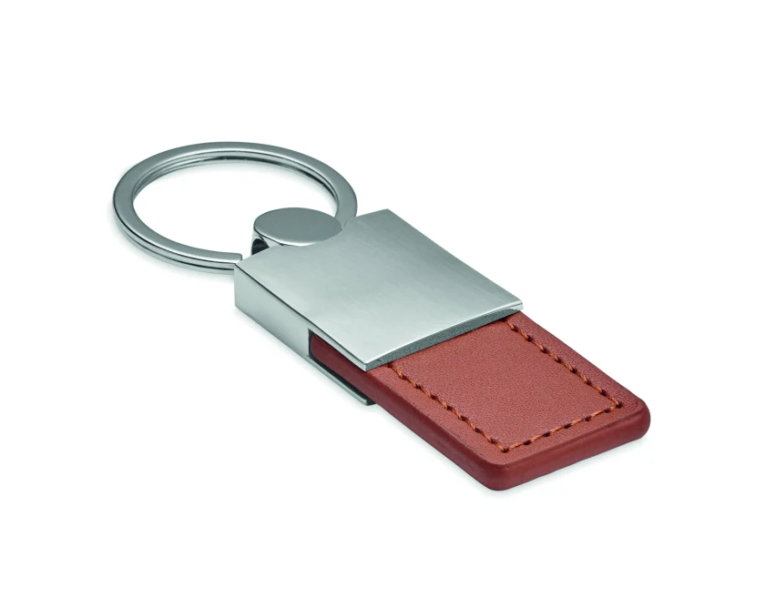 Brązowy brelok Columbus ze skóry PU z grawerem logo firmy