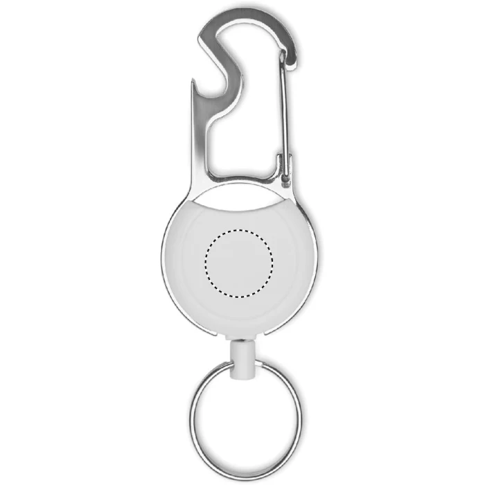 Schemat znakowania dla Tampondruk - P2 na gadżecie: Biały brelok skipass Pulric z otwieraczem i miejscem na logo