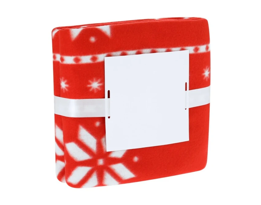 Czerwony koc RPET z logo – świąteczny gadżet firmowy