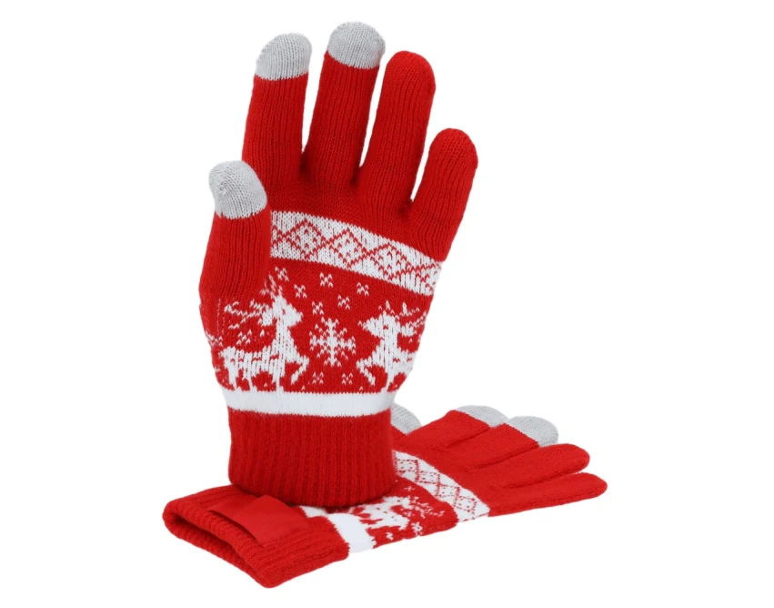 Czerwone rękawiczki świąteczne z akrylu z logo firmy