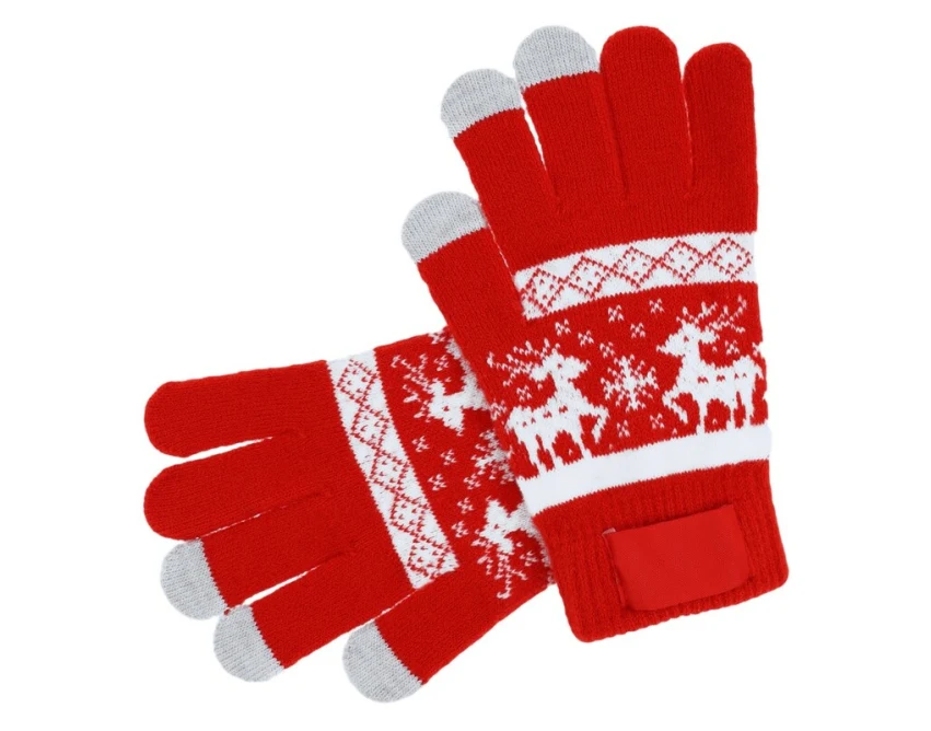 Czerwone rękawiczki świąteczne z akrylu z logo firmy