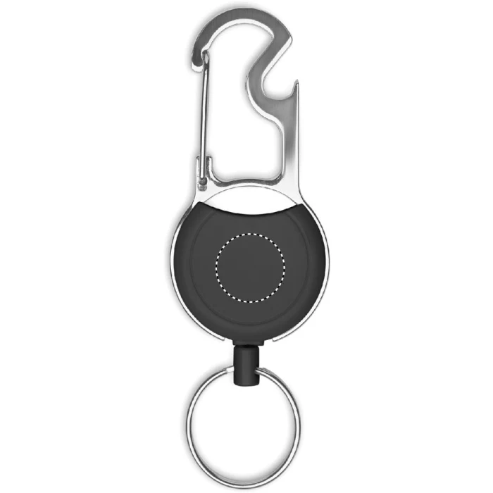 Schemat znakowania dla Doming - DO1 na gadżecie: Czarny skipass z otwieraczem i nadrukiem logo firmy