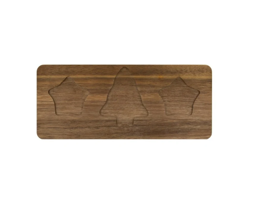 Zestaw świąteczny Nuut: akacjowa deska i białe miseczki