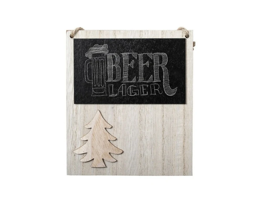 Drewniana tablica kredowa choinka z logo na magnesie