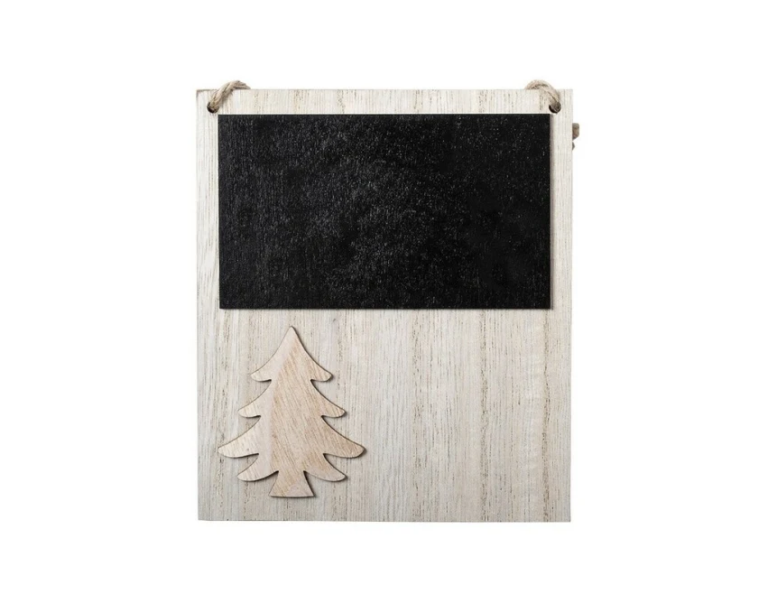 Drewniana tablica kredowa choinka z logo na magnesie
