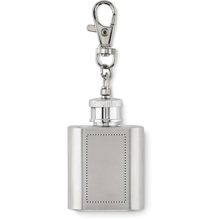 Schemat znakowania dla Nadruk UV - PD2 na gadżecie: Srebrny brelok-butelka inox 28 ml z grawerem logo