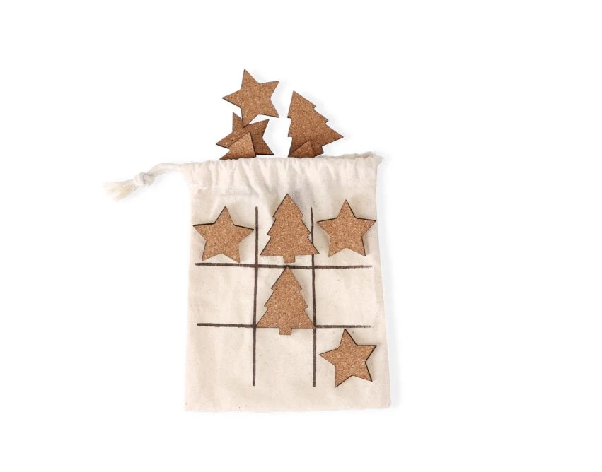 Świąteczna gra kółko i krzyżyk z korka z logo firmy