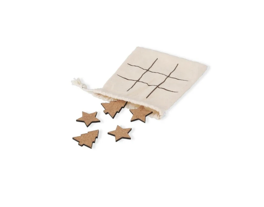 Świąteczna gra kółko i krzyżyk z korka z logo firmy