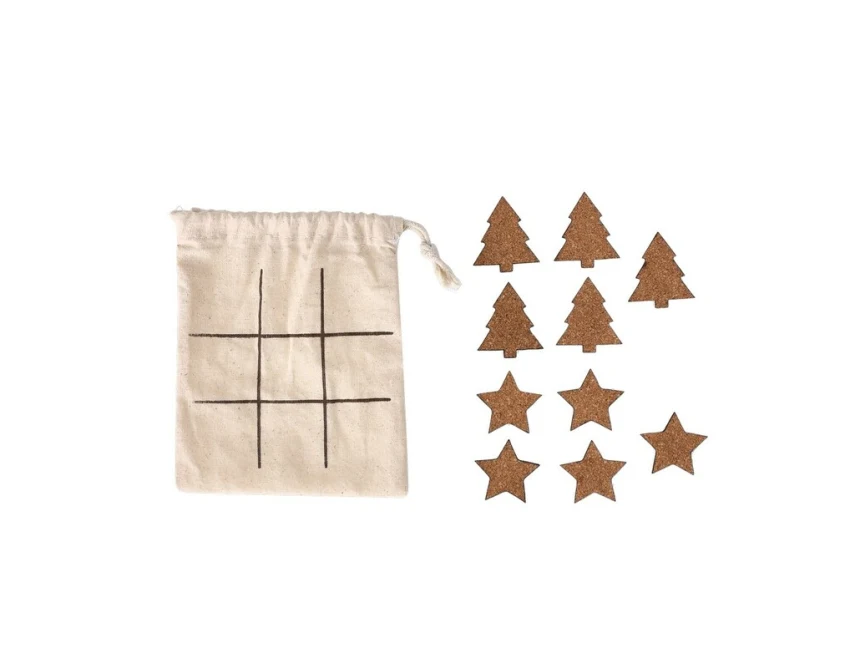 Świąteczna gra kółko i krzyżyk z korka z logo firmy