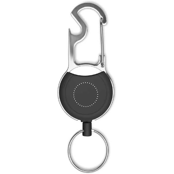 Schemat znakowania dla Doming - DO1 na gadżecie: Czarny skipass z otwieraczem i nadrukiem logo firmy