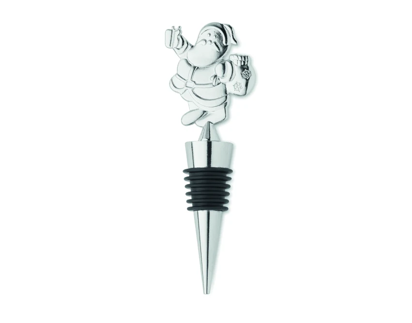 Srebrny korek do wina Alto z Mikołajem – prezent firmowy