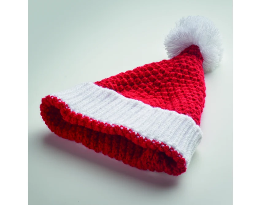 Czapka świąteczna Auriga z czerwonego akrylu z logo firmy