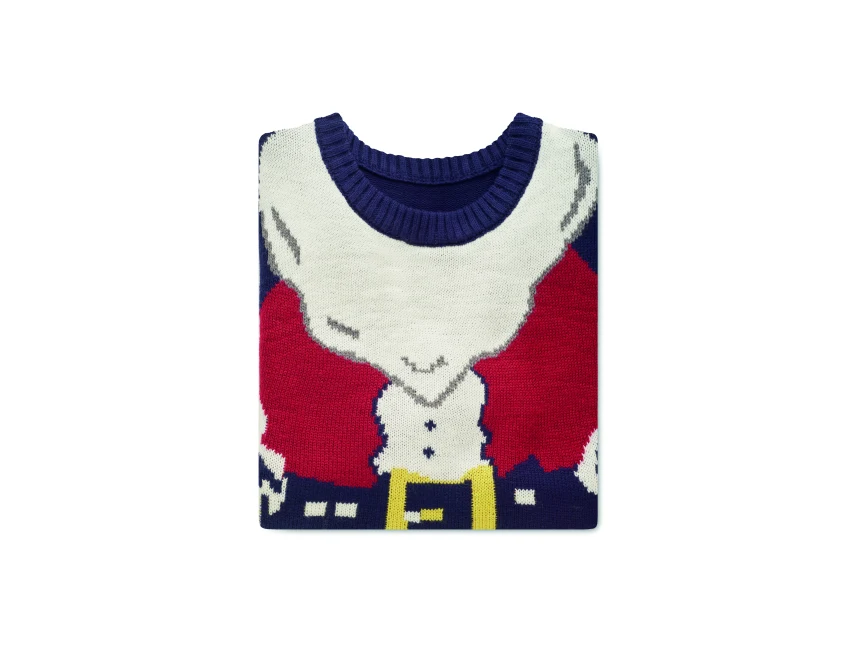 Granatowy sweter świąteczny S/M z Mikołajem, akryl, logo