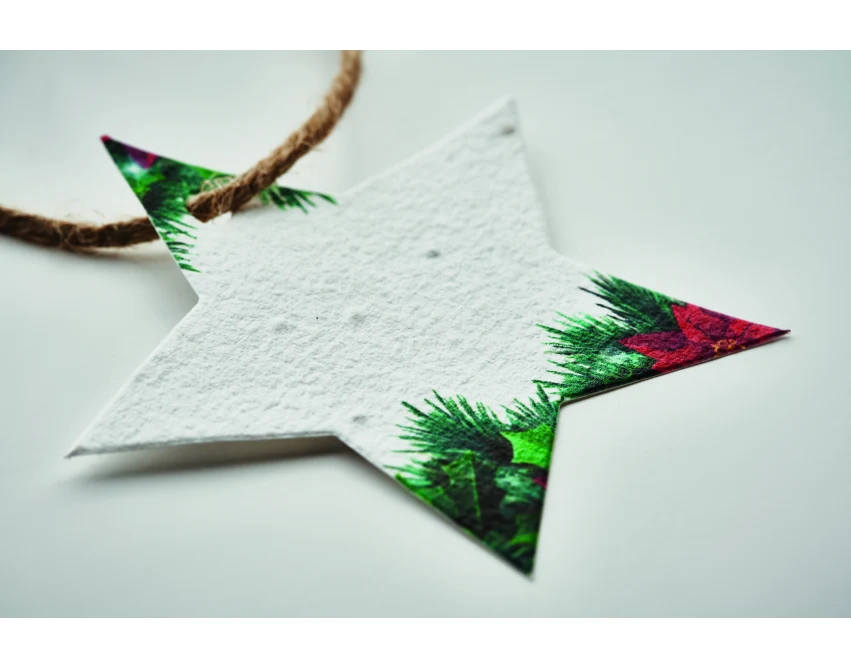 Biała zawieszka choinkowa z papieru z nasionami Starseed