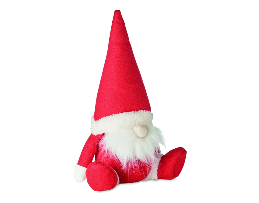 Czerwony krasnal świąteczny z logo – filc, personalizacja