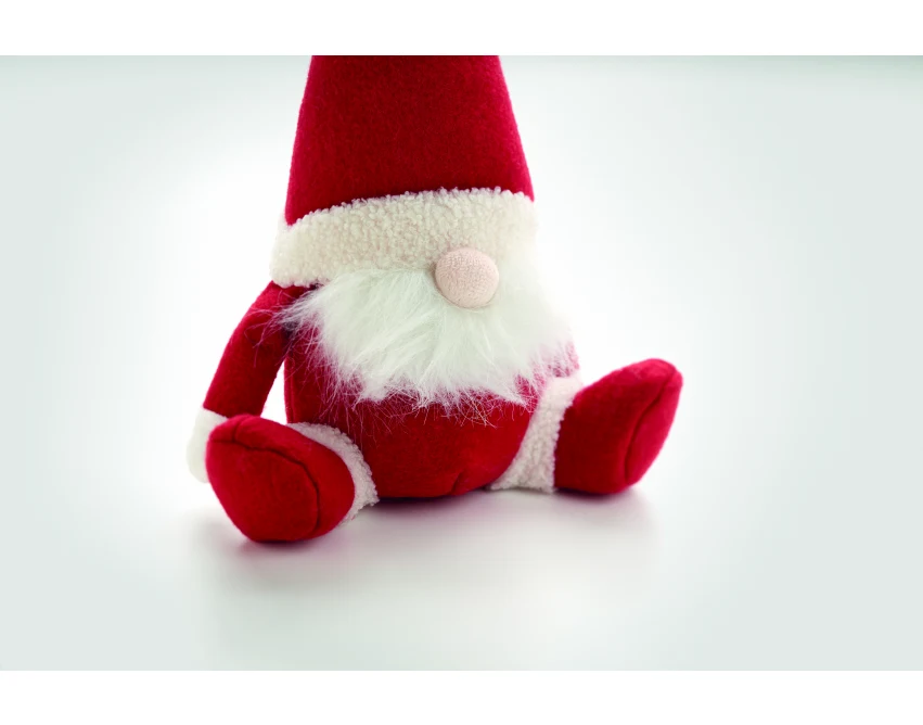 Czerwony krasnal świąteczny z logo – filc, personalizacja