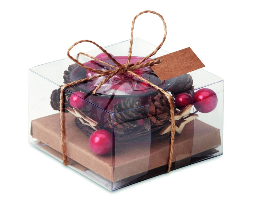 Czerwony świecznik świąteczny Bougie z logo firmy