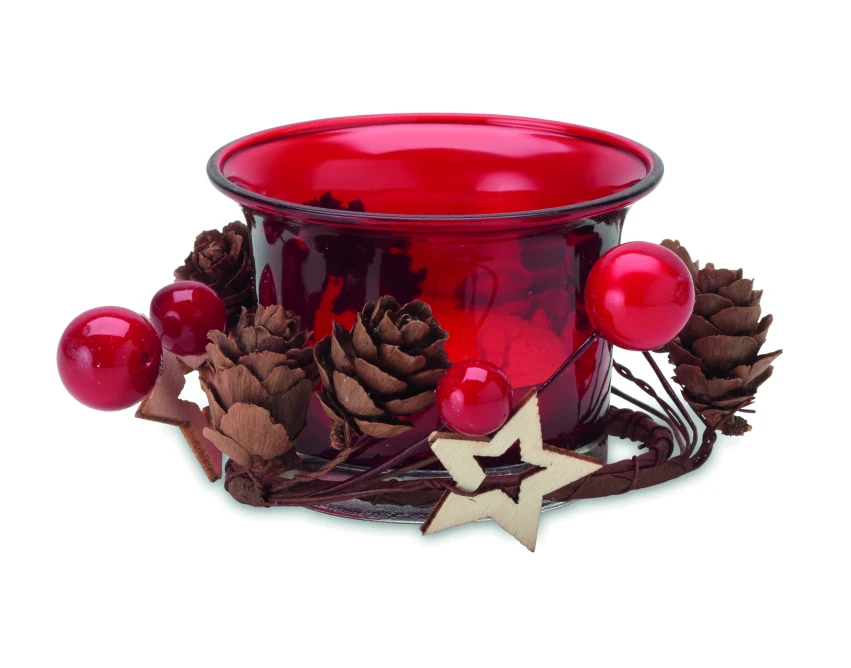 Czerwony świecznik świąteczny Bougie z logo firmy