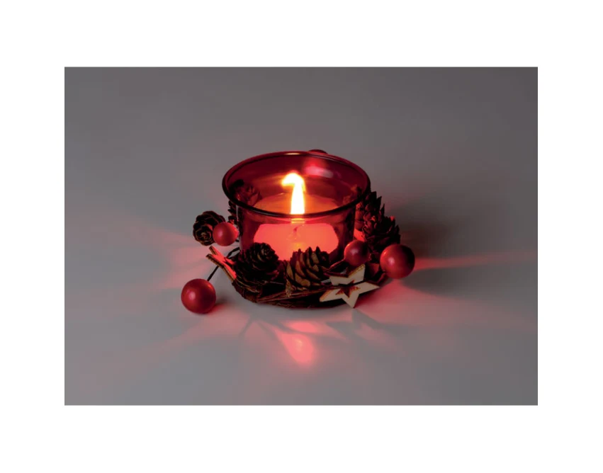 Czerwony świecznik świąteczny Bougie z logo firmy