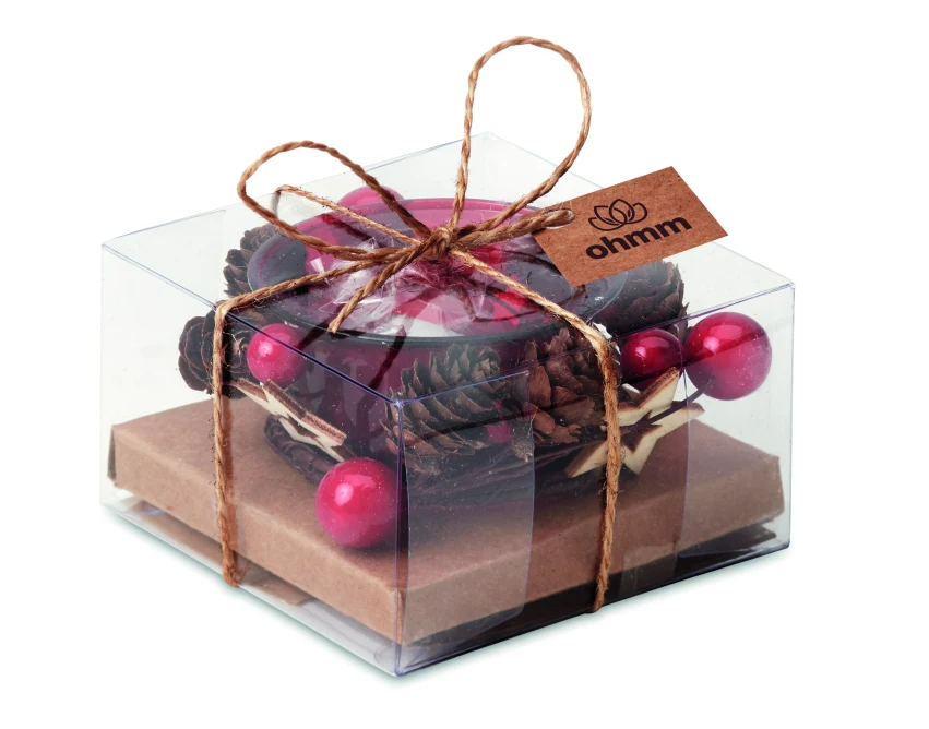 Czerwony świecznik świąteczny Bougie z logo firmy