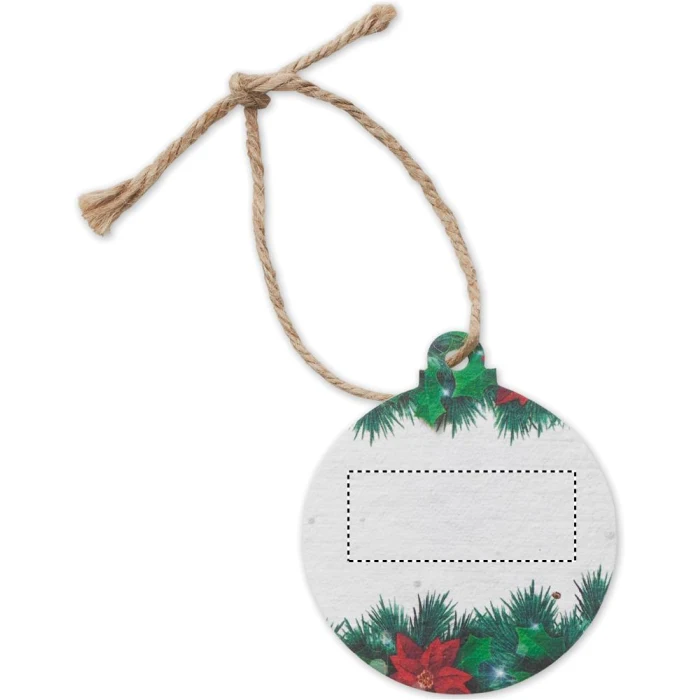 Schemat znakowania dla Tampondruk - P3 na gadżecie: Biała ekologiczna bombka seed paper z logo – świąteczny upominek