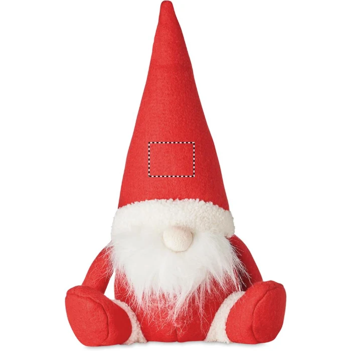 Schemat znakowania dla Transfer sitodruk - T1 na gadżecie: Czerwony krasnal świąteczny z logo – filc, personalizacja