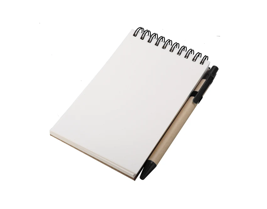 Czarny eko notes Kraft 90x140 z długopisem i gumką