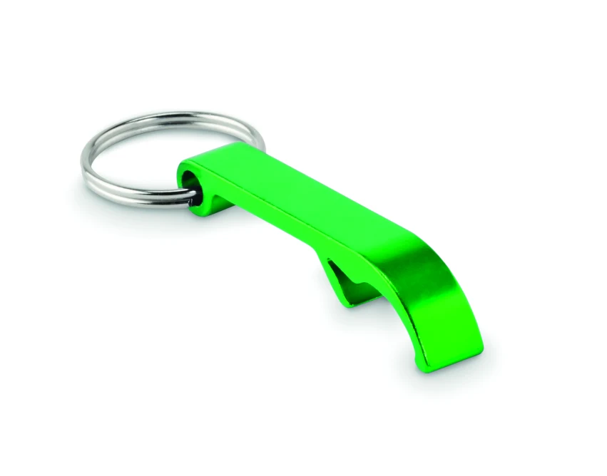 Zielony brelok aluminiowy z otwieraczem i logo – Ovikey