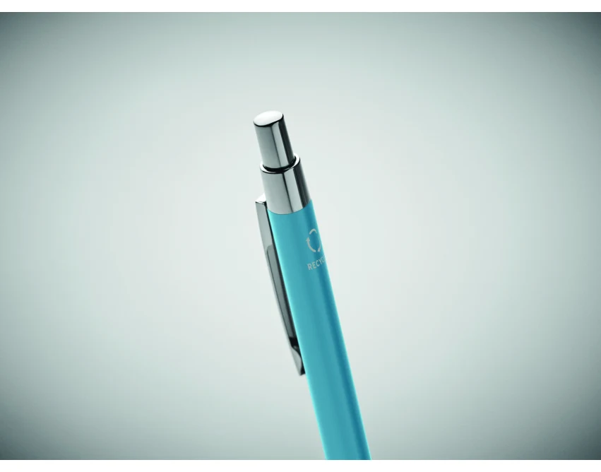 Turkusowy długopis aluminiowy z recyklingu z grawerem logo