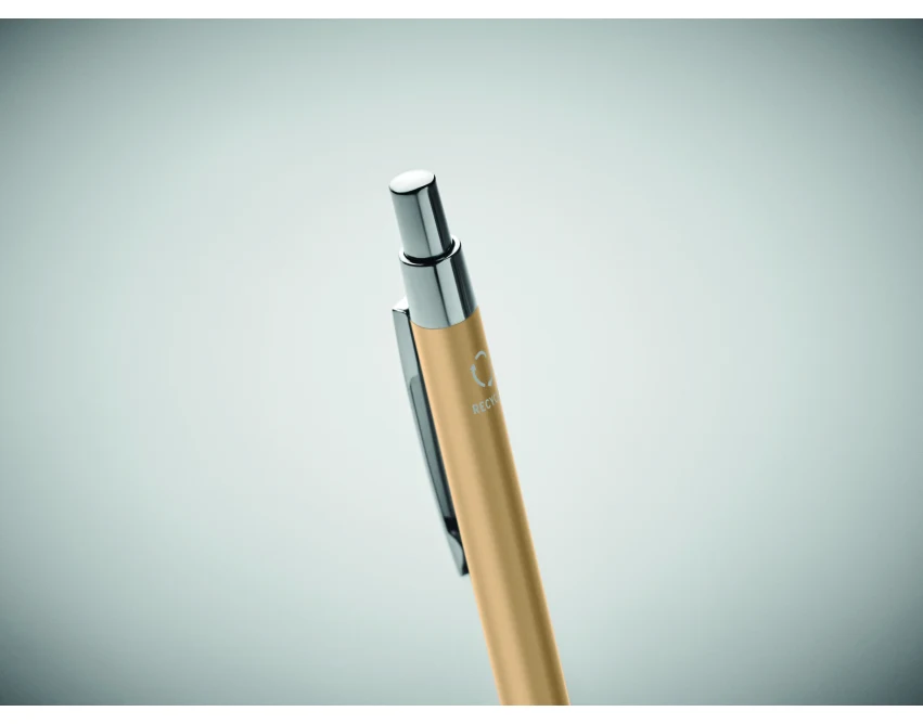 Złoty długopis metalowy z recyklingu z logo – elegancki eco